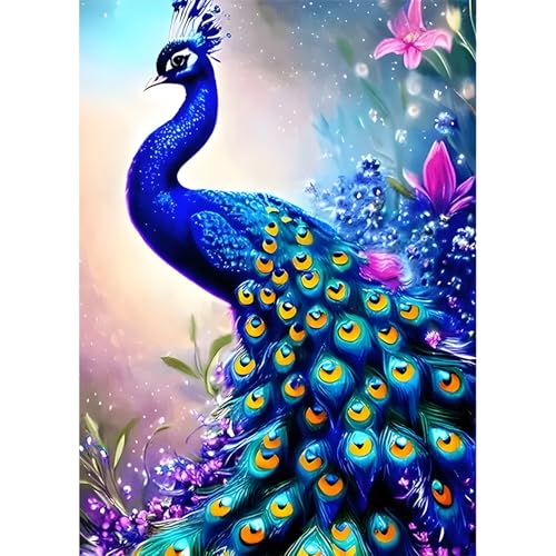 DPIDEA Pfau Diamant Painting Bilder für Erwachsene Anfänger, 5D Diamond Painting Pfau DIY Diamond Painting Bilder, Diamant Malerei Runde Steine für Zuhause Dekor 30x40 cm von DPIDEA