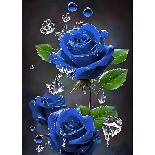 DPIDEA Rose Diamant Painting Bilder für Erwachsene Anfänger, 5D Blaue Rose Diamond Painting, DIY Diamond Painting Bilder Rosa Diamant Malerei Runde Steine für Zuhause Dekor 30x40 cm von DPIDEA