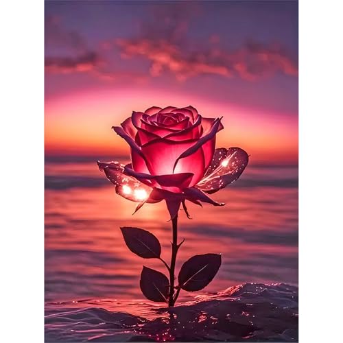 DPIDEA Rose Diamant Painting Bilder für Erwachsene Kinder, 5D Blumen Diamond Painting, DIY Diamant Malerei Rose Diamond Painting Bilder Blumen, Runde Steine für Zuhause Dekor 30x40 cm von DPIDEA