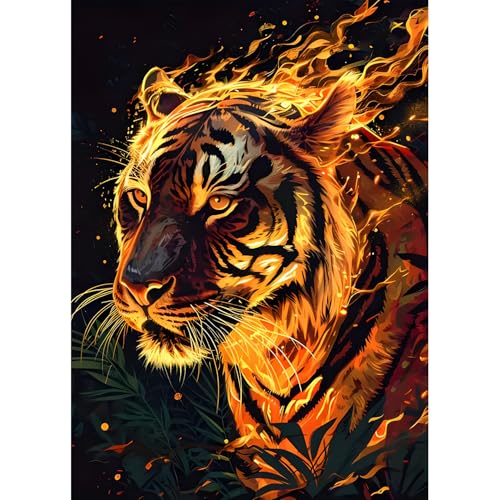 DPIDEA Tiger Diamant Painting Bilder, 5D Tiger Diamond Painting für Erwachsene DIY Diamond Painting Bilder Tiger Diamant Malerei Runde Steine für Zuhause Dekor 30x40 cm von DPIDEA