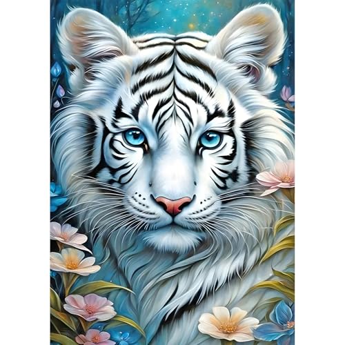 DPIDEA Tiger Diamant Painting Bilder für Erwachsene, 5D Tiger Diamond Painting DIY Diamant Malerei 5D Diamond Painting Bilder, Runde Steine für Zuhause Dekor 30x40 cm von DPIDEA