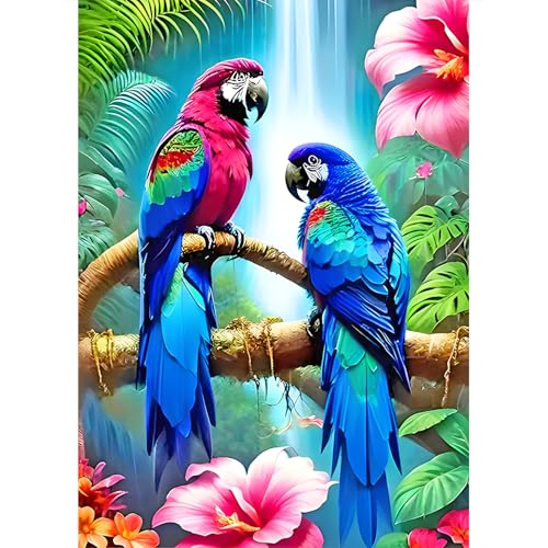 DPIDEA Vögel Diamant Painting Bilder für Erwachsene, Diamond Painting Papagei DIY 5D Diamant Malerei Kit Runde Steine Diamant Painting für Zuhause Dekor 30x40 cm von DPIDEA