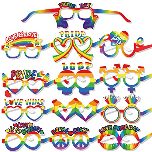 DPKOW 26pcs Regenbogen Gay Pride Partybrillen, Papier LGBT Partybrillen für Pride Parade Regenbogen Party Kostüm Accessoires Gastgeschenke, Pride Monat Pride Tag CDs Accessoires von DPKOW