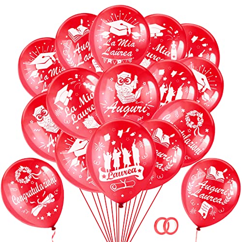 DPKOW 30pcs Laurea Palloncini, Rosso Congratulazioni Lattice Palloncino La Mia Laurea Palloncini Set per Feste Compleanno Decorazioni von DPKOW