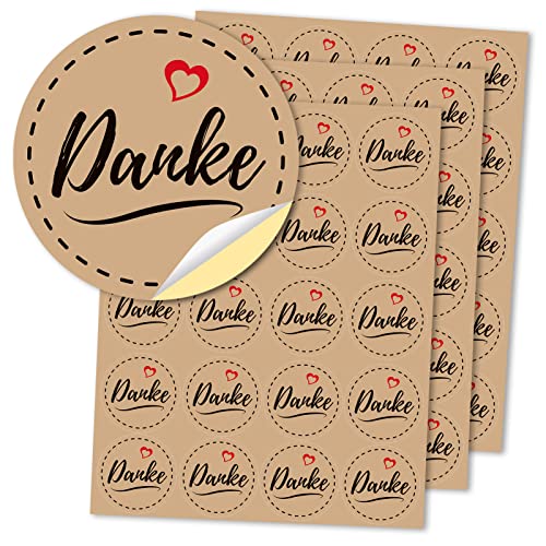 DPKOW 60 Stück Danke Aufkleber für Karten Umschläge Gastgeschenk, Rund Danke Sticker für Geschenk Etiketten Anhänger Deko, Danke Aufkleber für Hochzeit Taufe Kommunion Geburtstag Babyparty von DPKOW