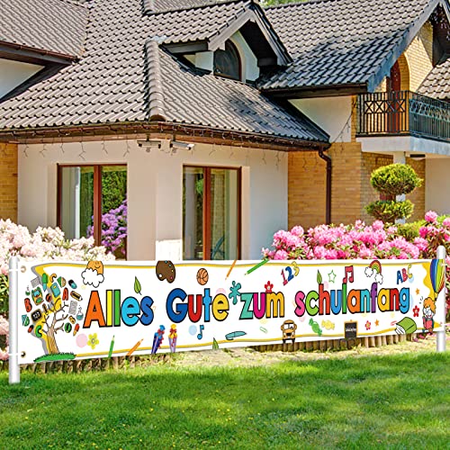 DPKOW Alles Gute Zum Schulanfang Banner für Einschulung Dekoration,Schuleinführung Banner Deko,Einschulungsdeko Girlande für Schulanfang Deko Garten Tisch Mauer Schulanfang Photo Booth,35 * 270cm von DPKOW