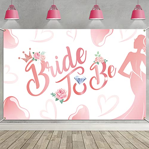 DPKOW Elegant Bride to Be Banner für Junggesellinnenabschied Dekoration, Stoff Fotohintergrund Banner für JGA Brautdusche Dekoration, Hochzeit JGA Accessoires, 185 * 110cm von DPKOW