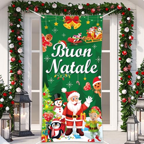 DPKOW Italiano Buon Natale Parete Striscione Decorazione, Buon Natale Decorazioni per Parete Porta Casa, Italiano Buon Natale Addobbi, 185 * 90cm von DPKOW