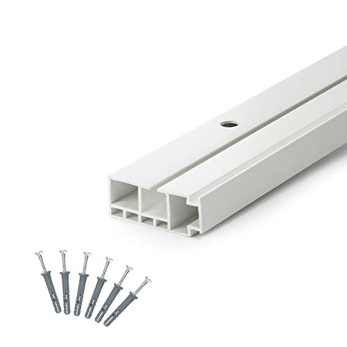 DQ-PP] 300cm (2 x 150 + Verbinder) Gardinenschienen PVC 1 - läufig Innenlaufschienen Deckenschiene von DQ-PP