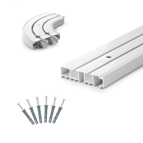 DQ-PP GARDINENSCHIENEN und Rundbogen Set | 90cm | PVC | 2-läufig | Weiss | inkl. Befestigungsmaterial | 0,9m | Gardinen Schiene Vorhangschienen DQ-PP GARDINENSCHIENEN und Rundbogen Set | 90cm | PVC | 2-läufig | Weiss | inkl. Befestigungsmaterial | 0,9m | Gardinen Schiene Vorhangschienen von DQ-PP
