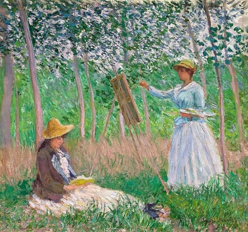 DQCJIYIGL Bekannt Leinwand Drucken Poster Bilder Leinwand Blanche hoschedé an ihrer Staffelei mit suzanne hoschedé Lesung von claude monet Wand Bilder Dekoration für Office Home Decor 60x90cm von DQCJIYIGL