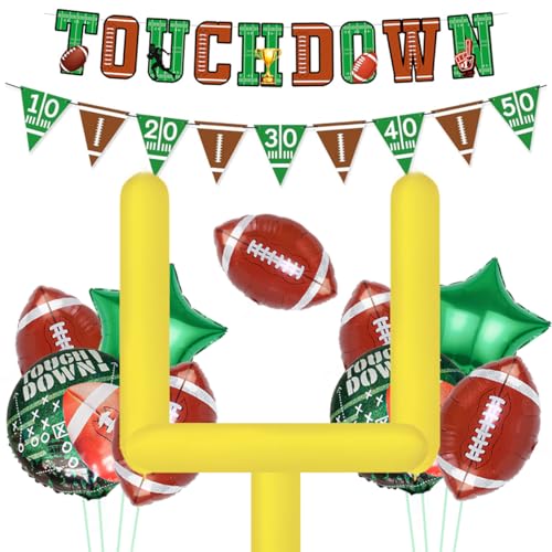 Superbowl Party Dekorationen Fußball Party Supplies Inklusive Touch Down Banner, Torpfosten Fußballballons für Super Bowl Game Day Geburtstag Party Dekorationen von DQFAQYY