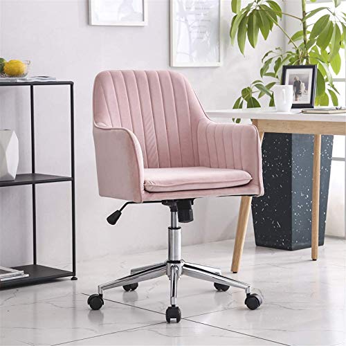 DQFSDYUO Leichter, Blauer Pannesamt-Stoff für das Home Office, drehbar, höhenverstellbar, ergonomischer Computer-Schreibtischstuhl, anmutige Empfangsstühle von DQFSDYUO