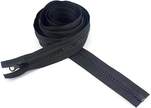 DQZRTUECA Nylon-Harz-Reißverschluss-Schieber Zwei-Wege, 2 Stück Harzreißverschlüsse 60–300 cm 5#/8# offener Reißverschluss for Nähen, einzeln weiß, 5# 80 cm(Single Black,5# 100Cm) von DQZRTUECA