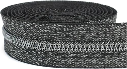 DQZRTUECA Nylon-Harz-Reißverschluss-Schieber Zwei-Wege, 5# Harzreißverschlüsse, Nylon-Spulenreißverschluss for Nähen, Gold, 10M(Gun Black,10M) von DQZRTUECA