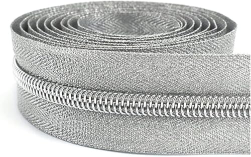 DQZRTUECA Nylon-Harz-Reißverschluss-Schieber Zwei-Wege, 5# Harzreißverschlüsse, Nylon-Spulenreißverschluss for Nähen, Gold, 10M(Silver,10M) von DQZRTUECA