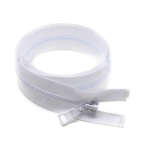 DQZRTUECA Nylon-Harz-Reißverschluss-Schieber Zwei-Wege, 5# Wasserdichter Harzreißverschluss, offenes Ende, Nylon-Spiralreißverschluss, Schwarz, 70 cm(White,50cm) von DQZRTUECA