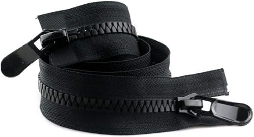 DQZRTUECA Nylon-Harz-Reißverschluss-Schieber Zwei-Wege, 8# Nylon-Spiralreißverschlüsse, Auto-Lock-Harzreißverschlüsse, Grau, 120 cm, 2 Stück(Black,120cm 1Pcs) von DQZRTUECA