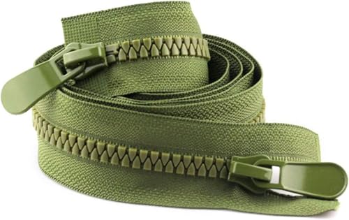 DQZRTUECA Nylon-Harz-Reißverschluss-Schieber Zwei-Wege, 8# Nylon-Spiralreißverschlüsse, Auto-Lock-Harzreißverschlüsse, Grau, 120 cm, 2 Stück(Green,120cm 1Pcs) von DQZRTUECA