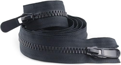 DQZRTUECA Nylon-Harz-Reißverschluss-Schieber Zwei-Wege, 8# Nylon-Spiralreißverschlüsse, Auto-Lock-Harzreißverschlüsse, Grau, 120 cm, 2 Stück(Navy Blue,120cm 2Pcs) von DQZRTUECA