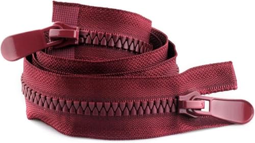 DQZRTUECA Nylon-Harz-Reißverschluss-Schieber Zwei-Wege, 8# Nylon-Spiralreißverschlüsse, Auto-Lock-Harzreißverschlüsse, Grau, 120 cm, 2 Stück(Wine Red,120cm 1Pcs) von DQZRTUECA