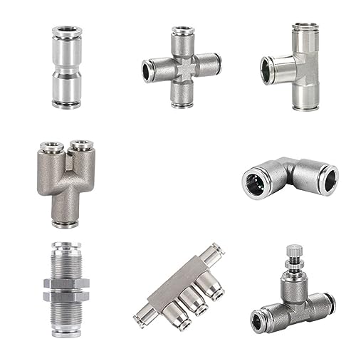 DQZRTUECA Pneumatisches Verbindungsrohr gerade durch, 2 PCS Edelstahl Pneumatische Luft Schlauch Armaturen Metall Schnell Release Kupplung Hochdruck Fitting Rohr Stecker(Pe,10mm) von DQZRTUECA