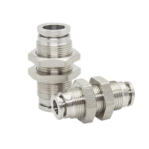 DQZRTUECA Pneumatisches Verbindungsrohr gerade durch, 2 PCS Edelstahl Pneumatische Luft Schlauch Armaturen Metall Schnell Release Kupplung Hochdruck Fitting Rohr Stecker(Pm,6MM) von DQZRTUECA