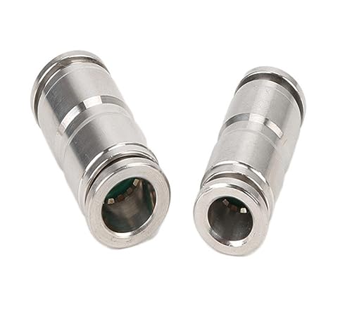 DQZRTUECA Pneumatisches Verbindungsrohr gerade durch, 2 PCS Edelstahl Pneumatische Luft Schlauch Armaturen Metall Schnell Release Kupplung Hochdruck Fitting Rohr Stecker(Pu10 10mm) von DQZRTUECA