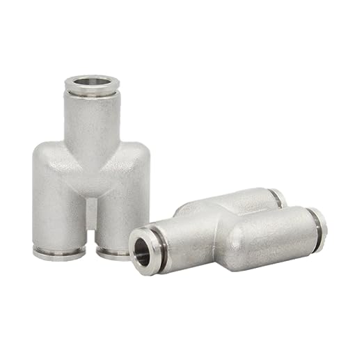 DQZRTUECA Pneumatisches Verbindungsrohr gerade durch, 2 PCS Edelstahl Pneumatische Luft Schlauch Armaturen Metall Schnell Release Kupplung Hochdruck Fitting Rohr Stecker(Py,10MM) von DQZRTUECA