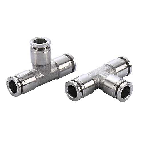 DQZRTUECA Pneumatisches Verbindungsrohr gerade durch, Pneumatische Luftschlaucharmaturen aus Edelstahl, Schnellkupplung aus Metall, Hochdruck-Rohrverbinder(Pe,10mm) von DQZRTUECA