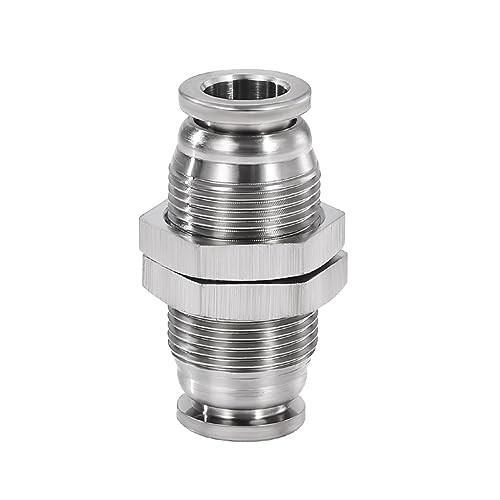 DQZRTUECA Pneumatisches Verbindungsrohr gerade durch, Pneumatische Luftschlaucharmaturen aus Edelstahl, Schnellkupplung aus Metall, Hochdruck-Rohrverbinder(Pm,12mm) von DQZRTUECA