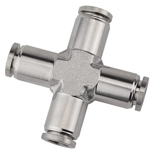 DQZRTUECA Pneumatisches Verbindungsrohr gerade durch, Pneumatische Luftschlaucharmaturen aus Edelstahl, Schnellkupplung aus Metall, Hochdruck-Rohrverbinder(Pza,10mm) von DQZRTUECA