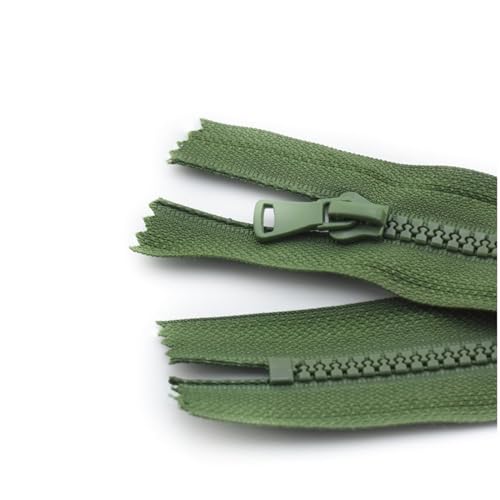 DQZRTUECA zweiseitiges Plastikverschluss, 2 stücke 5# 15/20/25 cm Harz Reißverschluss Close-end Auto Lock Zipper(Army Green,20cm) von DQZRTUECA