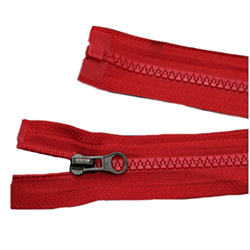 DQZRTUECA zweiseitiges Plastikverschluss, 5# 40-100 cm Harz-Reißverschlüsse, End-Offen-Reißverschlüsse mit coolem Schieber, Rot, 100 cm(Red,80cm) von DQZRTUECA