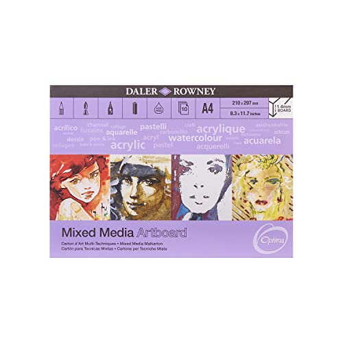 Daler-Rowney Optima Mixed-Meda Artboard, leicht strukturiert, 1,4 mm dick, A4, 1 Seite, 10 weiße Blätter, ideal für professionelle Künstler und Studenten von Daler Rowney