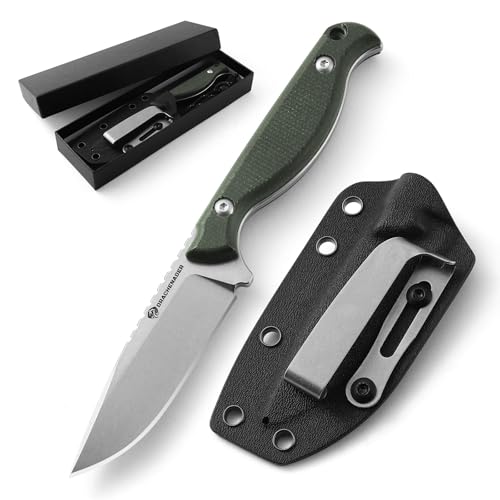 DRACHENADER GT3 Messer Survival Outdoor Gürtelmesser Neck knife Messer 42a konform D2 Edelstahl, EDC Messer klein mit Kydex Holster und Micarta Griff (B-Grün) von DRACHENADER