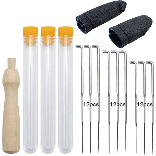 36 Stück Filzen Nadeln Set 3 Größen Filznadeln 78mm 85mm 90mm Wolle Filzen Nadeln Holzgriff Fingerschützer Flaschen Filzen Starterset Filznadel Werkzeug für Anfänger Märchenwolle von DRAKEWOOD