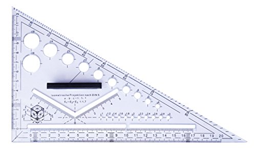 Zeichendreick DrawmaXX 30/60 Grad - Einteilung mit Zusatzfunktionen und abnehmbarem Griff von DRAWMAXX