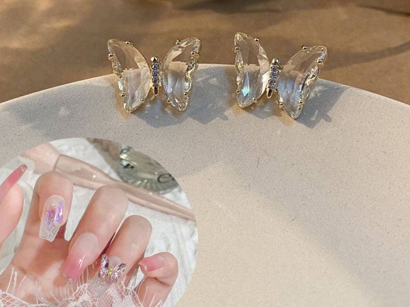 Kristallglas Schmetterling Dekoration Mit Zirkonen/Nail Art 3D Bunte Charms/Harz Kawaii Craft Decor/Diy Design von DREAMONSSTUDIO