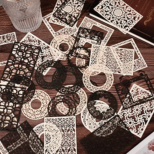 DREMISI 40 Stück Vintage Scrapbooking Supplies Spitze Scrapbook Papier Scrapbook Ausschnitte Hohlrahmen Ausschnitt Dekoratives Papier Junk Journaling Supplies Ästhetische Schreibwaren Bastelbedarf von DREMISI