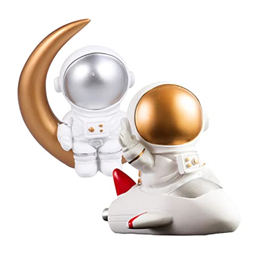 2st Astronauten-ornamente Hausdekorationen Für Zu Hause Kuchen Miniaturdekoration Miniatur-astronautenspielzeug Cupcake-topper Raumfiguren Weltraumspielzeug Astronautenstatuen Harz DRESSOOS von DRESSOOS