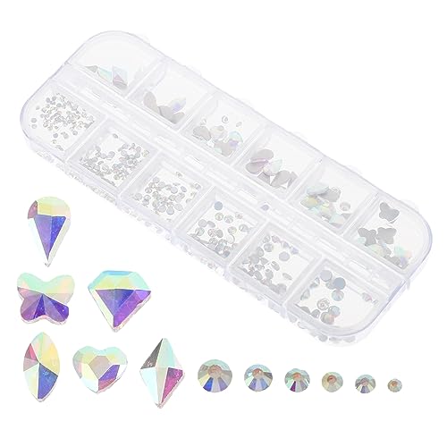 DRESSOOS 1 Box DIY Diamant Nagelkunst Set Nagelkunst Aufkleber Maniküre Dekoration Nagelabziehbilder DIY Zubehör Nageldekorationen Nageldekore DIY Anhänger Strasssteine von DRESSOOS