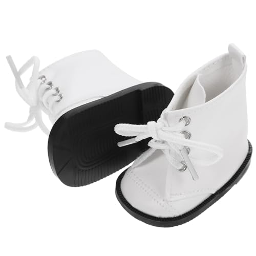 DRESSOOS 1 Paar Puppenstiefel puppenkleidung Puppen Kleidung White Boots Puppenmode Puppen-Design Miniaturschuhe aus Stoff 18-Zoll-Puppe Mini-Schuhe Spielzeug Miniatur-Schuhmodelle Weiß von DRESSOOS