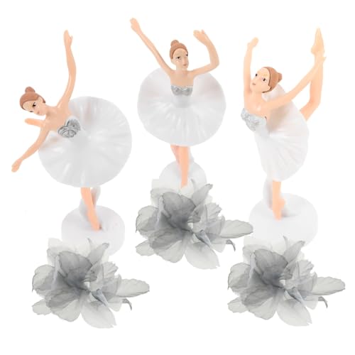 DRESSOOS 1 Satz 6 Stk Ballettmädchen-ornamente Damenanzüge Kuchen Verzieren Kuchendeckel Für Mädchen Fondantfiguren Tortenaufleger Ballerina-mädchen-kuchen-deckel Kuchen-kit Plastik Weiß von DRESSOOS