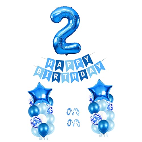 DRESSOOS 1 Satz Ballons „Alles Zum Geburtstag“ Ballons „Alles Zum Geburtstag“ Banner Duschparty Dekoration Wimpelkette Zum Zweiten Geburtstag Geburtstagsparty Zubehör Blaue von DRESSOOS