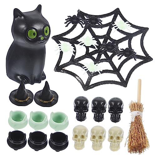 DRESSOOS 1 Satz Halloween-wohndekoration Halloween-miniaturhaus Halloween-figuren Miniatur Spinnenspielzeug Schmuckstücke Halloween-kessel Halloween-miniaturen Zum Basteln Ornamente Plastik von DRESSOOS