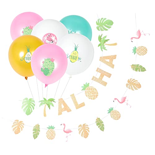 DRESSOOS 1 Satz Hawaiianische Verzierung Dekoration Hochstuhl-Banner Girlande -Banner steht hawaii luftballons flamingo party set hawaiianische Ballons und Banner Party-Banner Papier von DRESSOOS