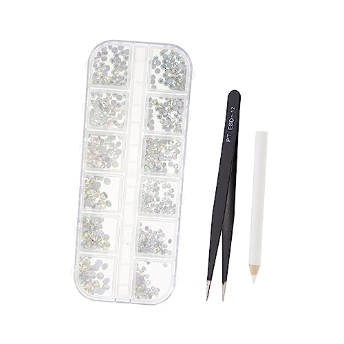 DRESSOOS 1 Satz Make-up mit Strass Nagel Charms Nagel-Maniküre-Set weißes Dekor Nagelgel-Kit Nail-Art-Kit nail decoration nail art set Nagelkunst-Dekore Maniküre-Dekore Rostfreier Stahl von DRESSOOS