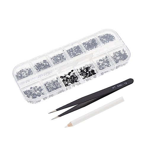 DRESSOOS 1 Satz Make-up mit Strass schwarze Nailart-Edelsteine Strasssteine Maniküre-Werkzeuge nail decoration nagelbeißer stop DIY maniküre versorgung Nagel Charms Rostfreier Stahl Black von DRESSOOS