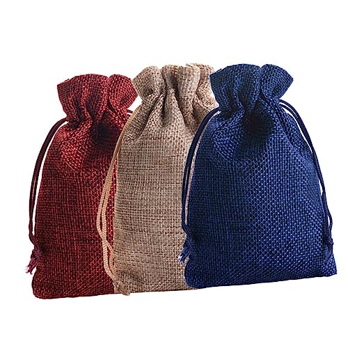 DRESSOOS 1 Satz Weihnachtsgeschenktüte Taschen Weihnachts-Adventskalender-Tasche aufbewahrungssack storage pockets weihnachtsbeutel mit kordelzug Aufbewahrungstasche aus Leinen Juteseil von DRESSOOS